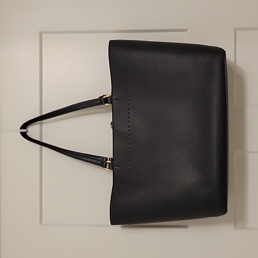 Tory Burch Black Pebbled Leather Tassel Tote - Picture 2 of 9